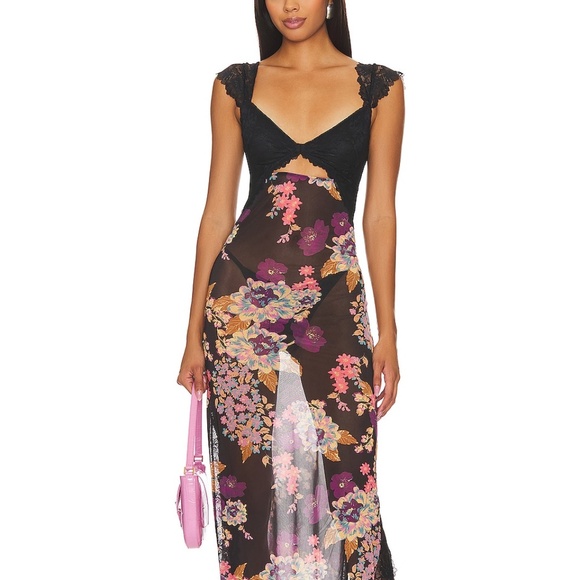Free People Dresses & Skirts - Free People x Intimately FP Suddenly Fine Maxi Slip in Black Combo